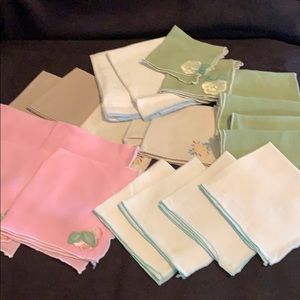 21 piece vintage linen table napkins